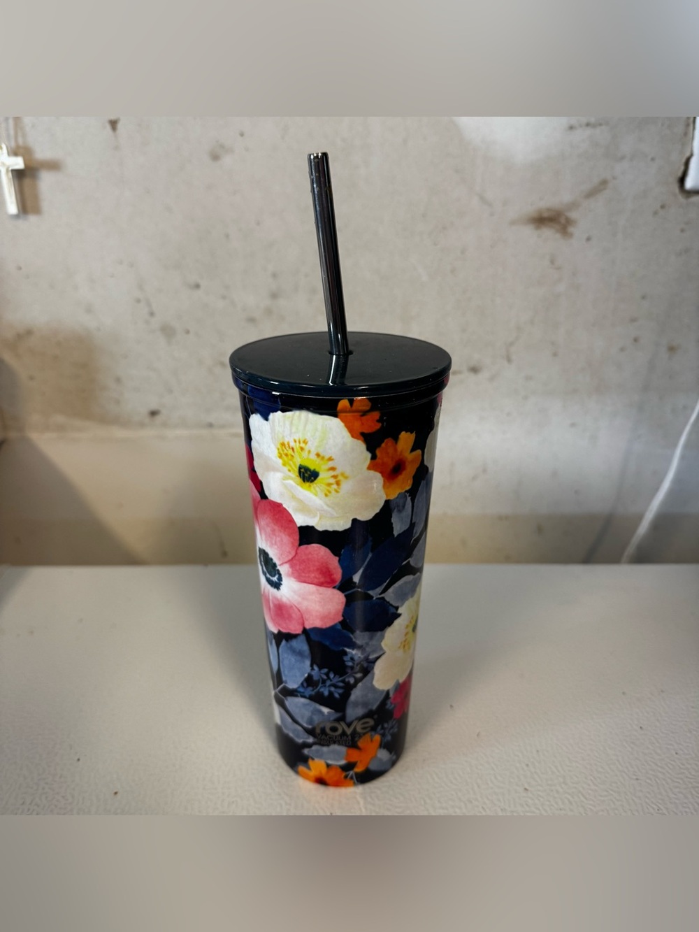 ROVE Navy Floral Insulated Tumbler with Straw - Multicolor
